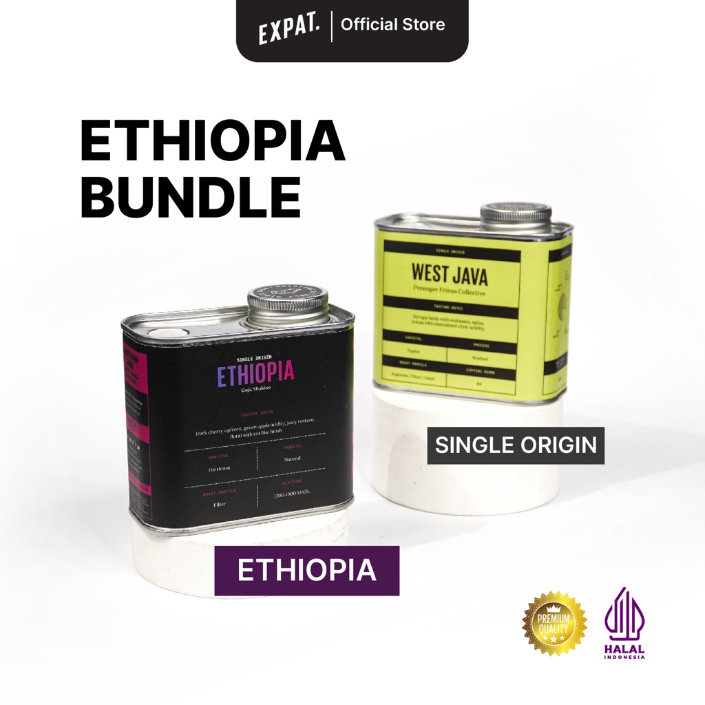 

Expat Roasters Kopi Premium Ethiopia Filter and Single Origin Coffee Beans Biji Bubuk Arabika 2 x 200gr