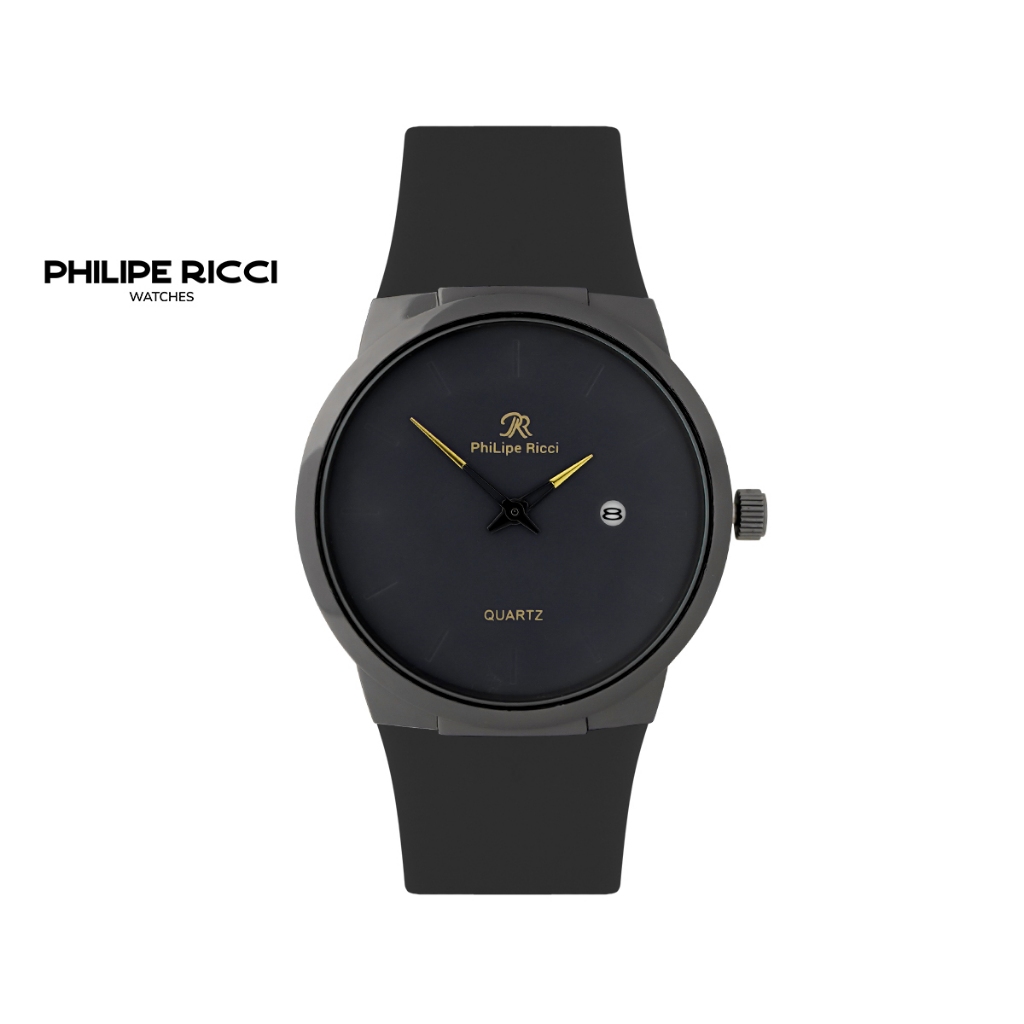 TERMURAH PhiLipe Ricci Jam Tangan Pria Karet Hitam Simple Terbaru Ori Tipis Keren 7553 Men Watches