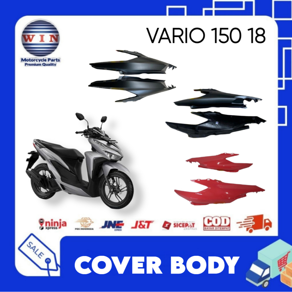 COVER BODY VARIO 150 18 SET BODY SAMPING KANAN KIRI VARIO 150 2018 HITAM ORIGINAL WIN