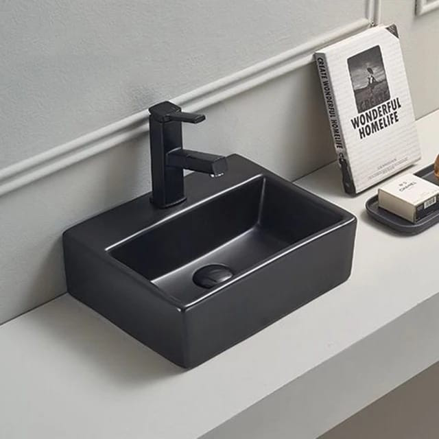 WIKEA Wastafel Keramik Hitam K282B / Wastafel Cuci Tangan Hitam Wikea 282 B