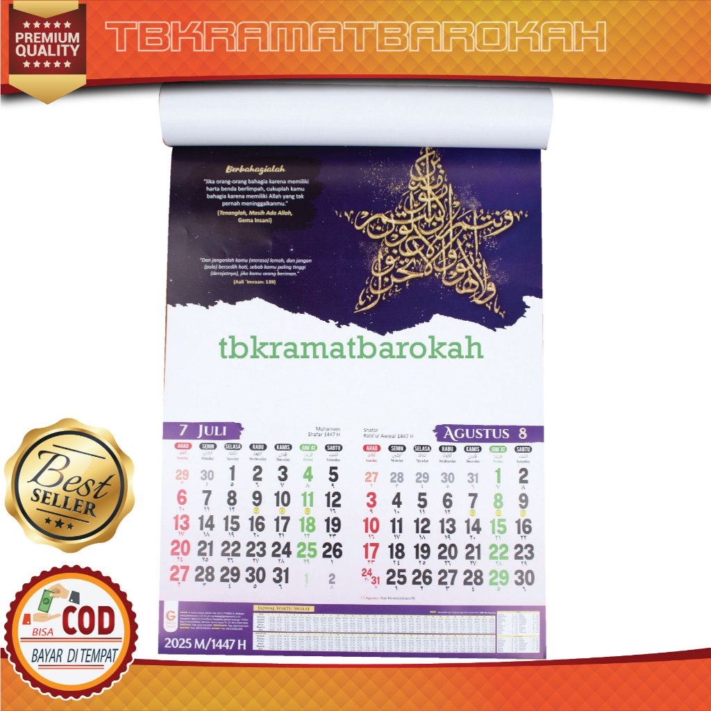 

Kalender Kaligrafi 2025 Harian Muslim Gantung Dinding Hijriyah & Masehi Jumbo Gema Insani Aesthetic