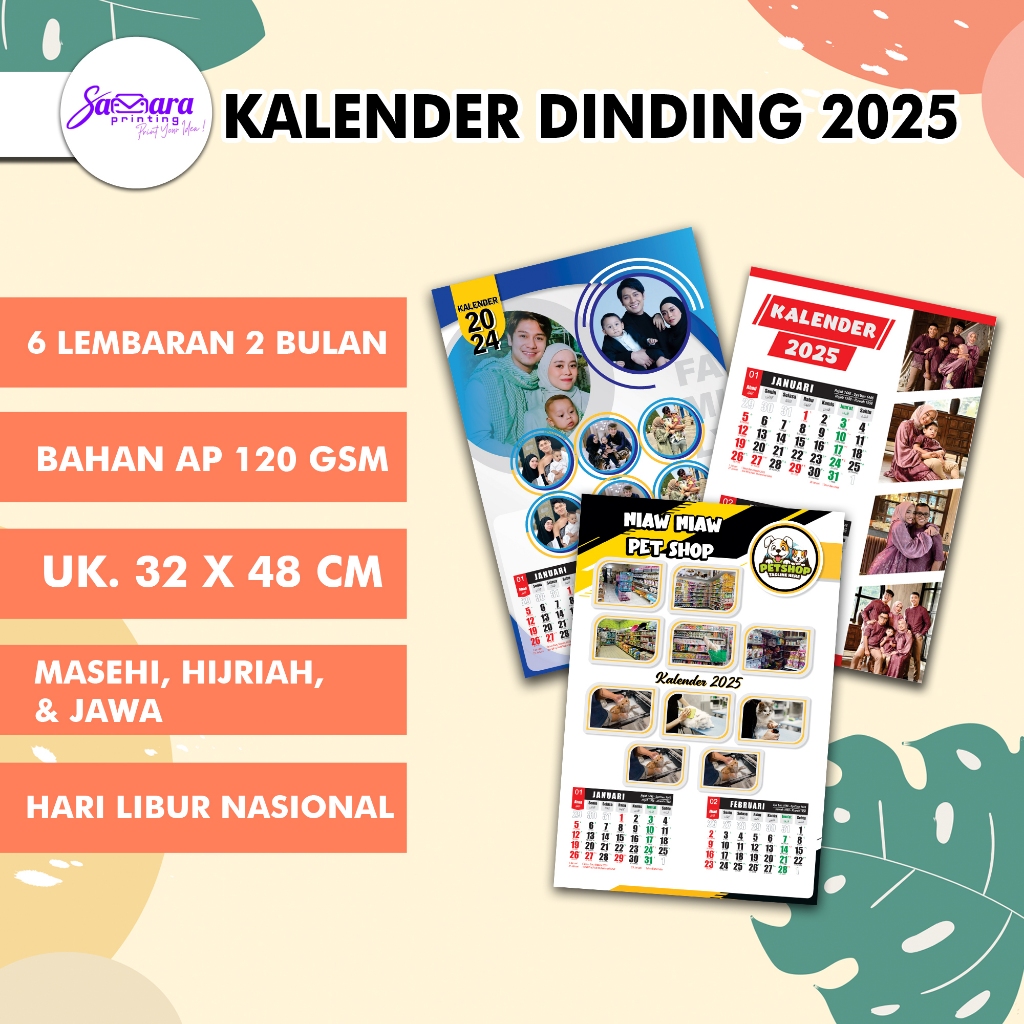 

Kalender Custom 2025 [6 lembaran / 2 Bulanan]