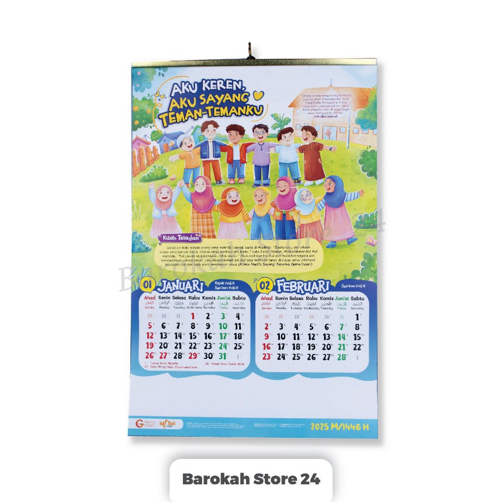 

Kalender Calender Anak 2025 Islami Kertas Art Paper Full Colour Bergambar Gema Insani Kalender Murah