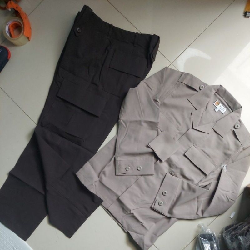 BAJU SERAGAM PDL POLRI COKLAT KAIN HALUS JATAH