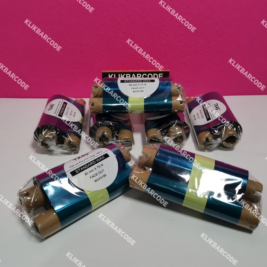 [ ARGOX ] 80 MM X 75 M SONY TX 45 PREMIUM WAX - FACE OUT || CORE ½" - DOUBLE CORE COAK || RIBBON BAR