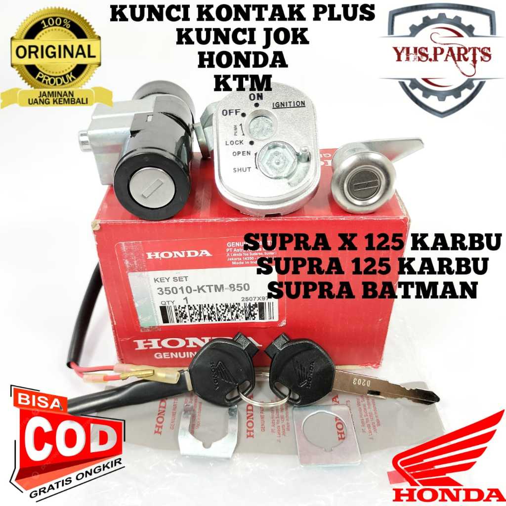 ASLI ORIGINAL KUNCI KONTAK PLUS KUNCI JOK HONDA AHM KTM SUPRA X 125 KARBU LAMA BATMAN STOP KONTAK