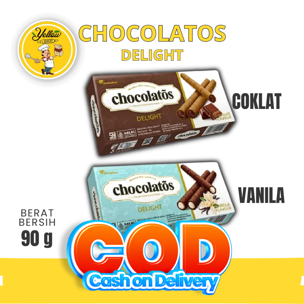 

CHOCOLATOS DELIGHT / WAFER ROLL RASA COKLAT DAN COKLAT VANILLA 90GR