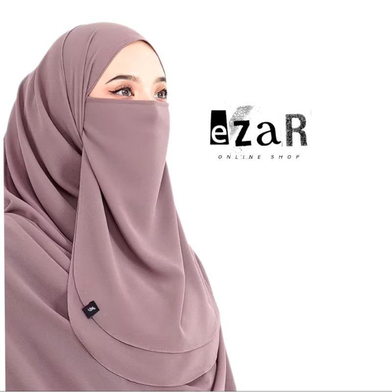 Cadar Niqab 2 Layer Ceruty Babydoll Syar’i Premium Tali Panjang Warna Hitam