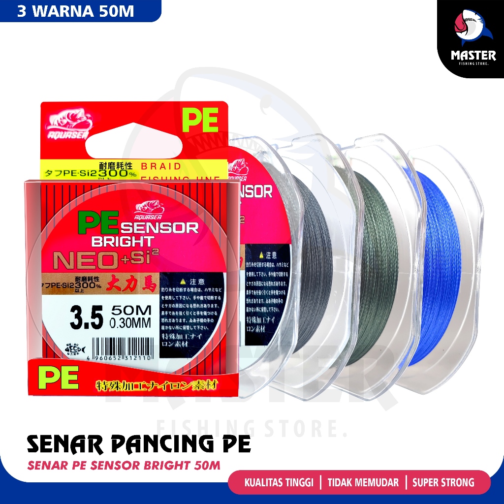 MFS - Tali Pancing 50m Senar Pancing PE Sensor Bright NEO+si 3 Warna Jepang  SuperKuat murah