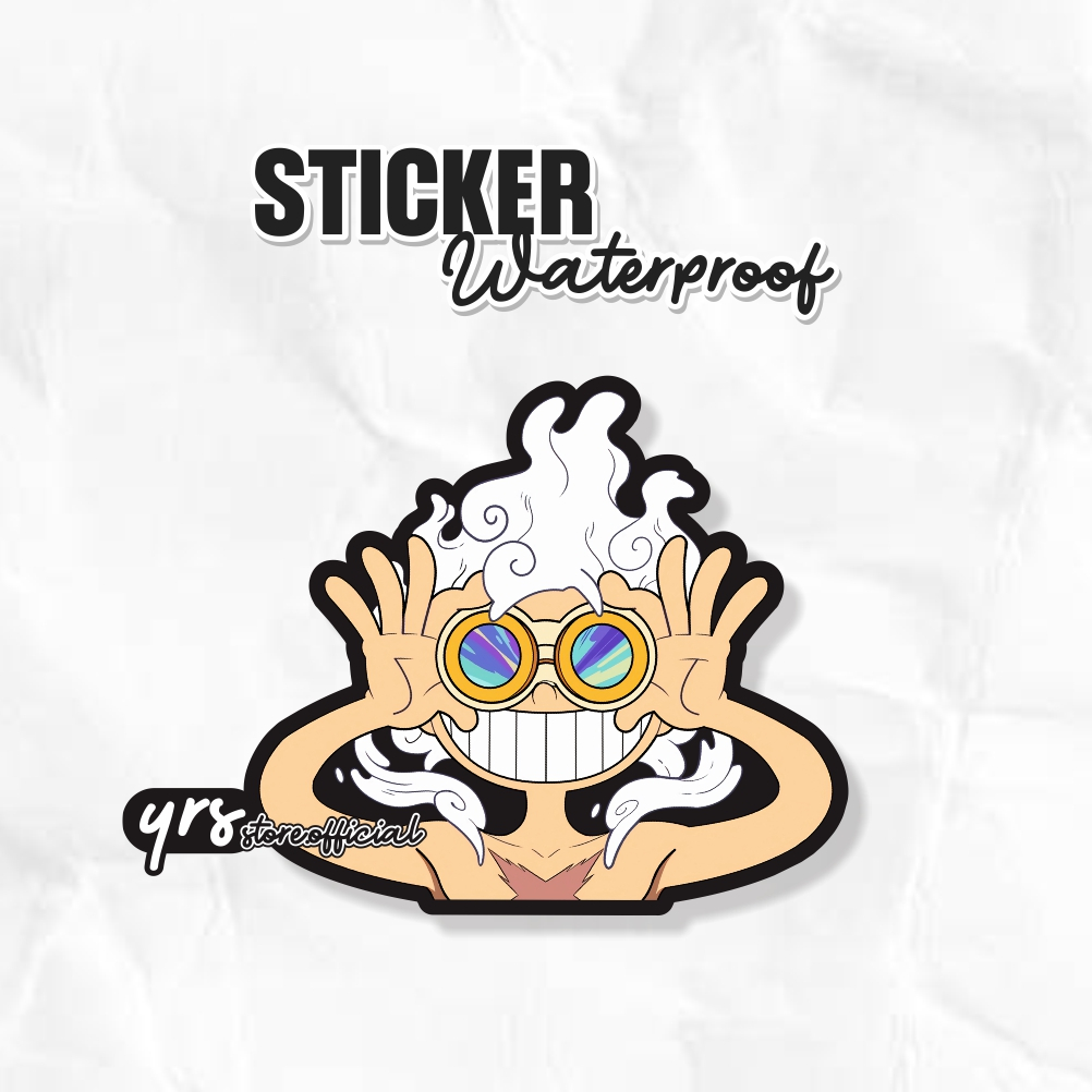 Sticker Anime One Piece Monkey D Luffy Gear 5 ukuran +- 7 x 6,3 cm sticker case hp dll