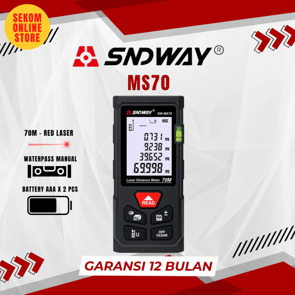 SNDWAY MS70 Alat Ukur Jarak Digital Laser Distance Meter