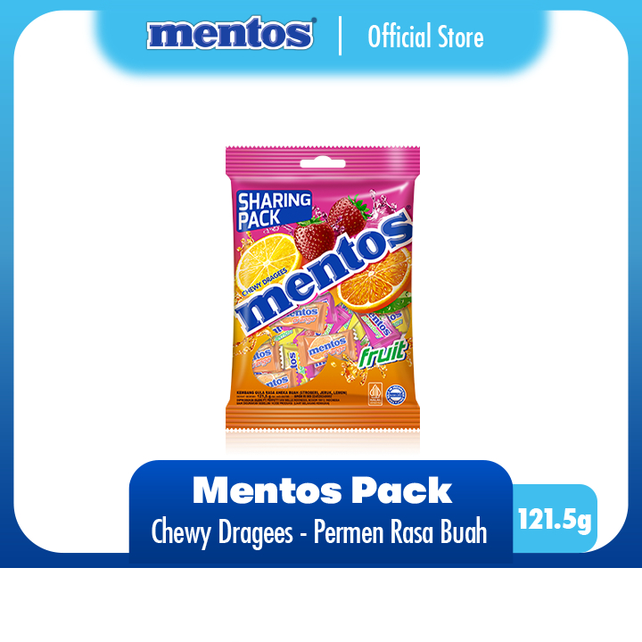 

Mentos Chewy Dragees Fruit Pack 108g - Permen Mint Rasa Buah