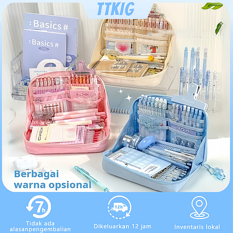 

Pencil Case Tas PenaTempat Pencil Tas Pensil Kotak Pencil Tempat Alat Tulis 90° Tas Pensil Kapasitas Besar Pembukaan Besar