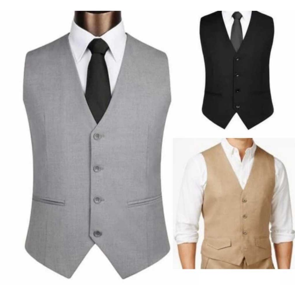 Iqmu Fashion  Rompi Pria Slimfit Rompi Jas Formal Dalaman Jas Pria KODE V6W4
