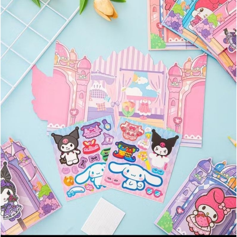 

MAINAN BUKU STICKER Stiker Tempelan KARAKTER SANRIO / STICKER EDUKASI DIY ANAK DRESS UP