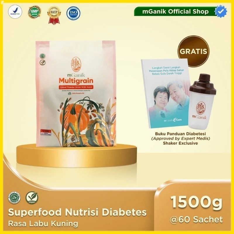MGanik Multigrain 1500gr Paket 1 Bulan Resolusi Gula Darah (FREE BUKU MGANIK CARE DAN SHAKER) HALAL 