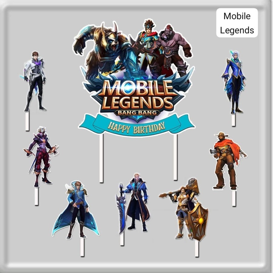 hiasan kue ulang tahun cake topper tema mobile legends