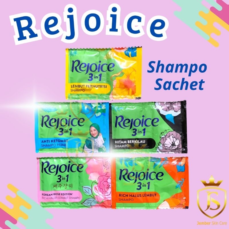 ❤️ JEMBERSKINCARE ❤️ REJOICE 3IN1 Shampoo Sachet Korean rose edition | Rich Halus Lembut | Anti Keto