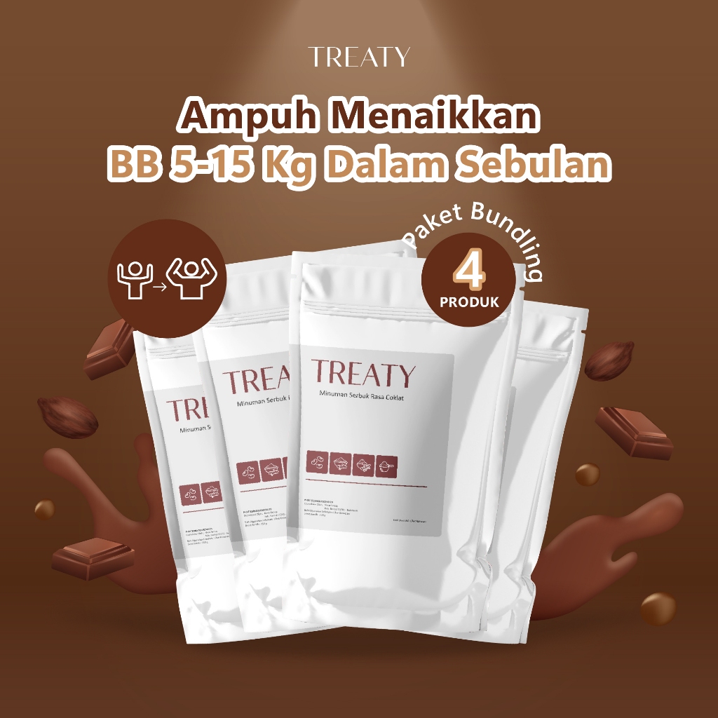 

Paket Bundling isi 4 | Treaty Susu Penggemuk Badan Rasa Coklat | Susu Penambah Berat Badan Permanen BPOM