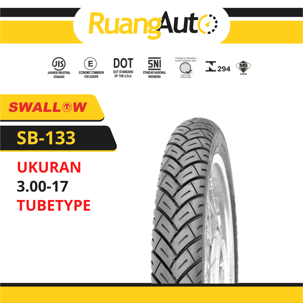 BAN LUAR SEPEDA MOTOR SWALLOW SB-133 UKURAN 300-17 RING 17 TUBETYPE