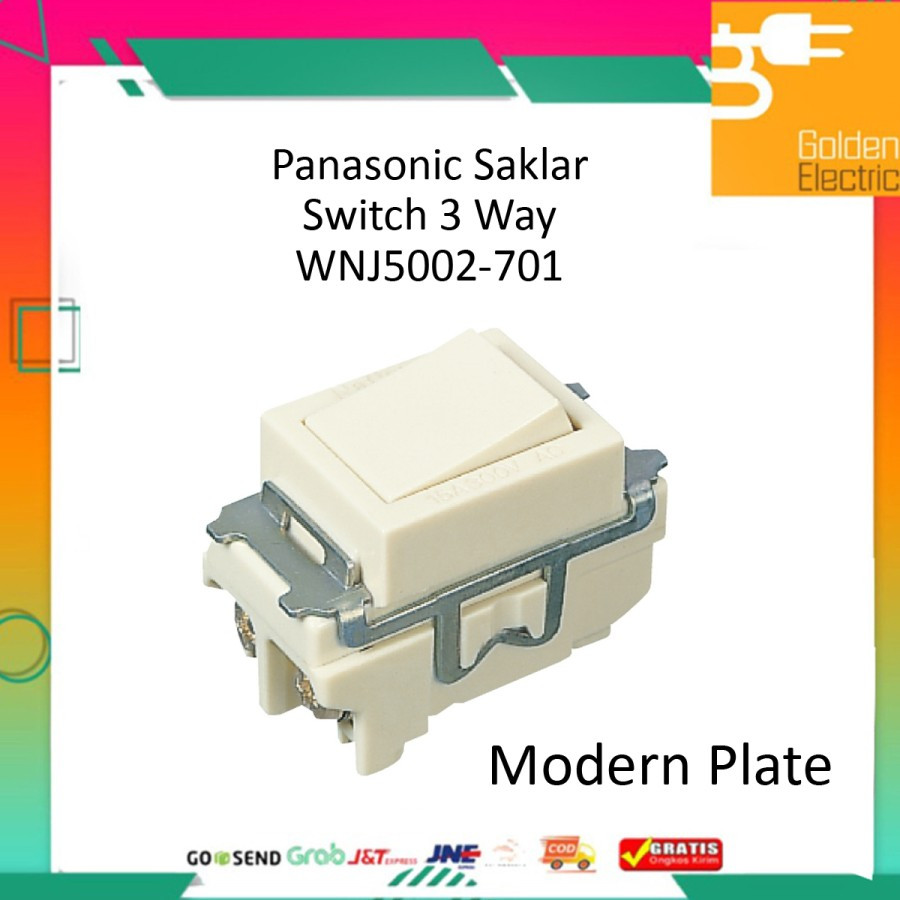 Mata Saklar Panasonic WNJ5002-701 WNJ5002 WNJ 5002-701 Switch Modern Plate 3 Way Arah 2