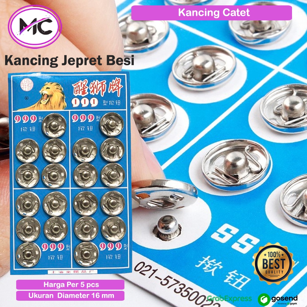 Kancing Jepret Besi Kancing Cetet Lion Brand Warna Silver Ukuran 8mm 16mm  Kancing Celana Jeans Serb