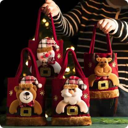 

Christmas Theme Tote YK88 Souvenir Present Hampers Bag - Tas Natal Karakter Santa Reindeer Snowman Bear