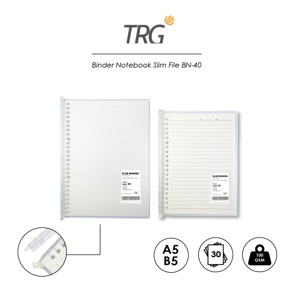 

TRG Slim File Binder Note BN-40 A5 B5 - Buku Tulis Catatan Notebook Transparan TRG