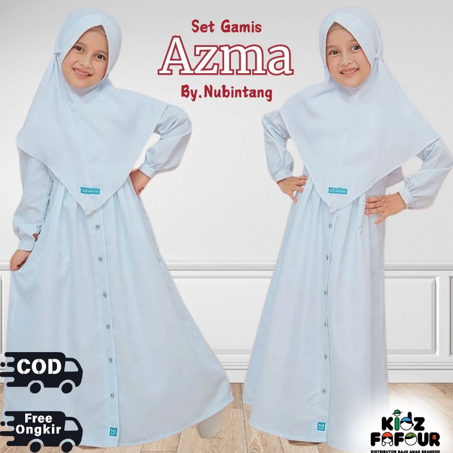 GAMIS ANAK PUTIH TOYOBO AZMA BAJU MUSLIM MANASIK PAKAIAN SERAGAM  REMAJA 10-12 TH PEREMPUAN ORI NUBI