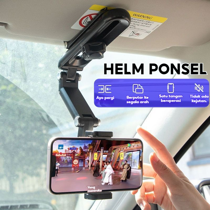 Handphone Jepit Mobil Cocok stand Car Phone Holder penyangga sun visor Hp tongsis rearview selfie HD
