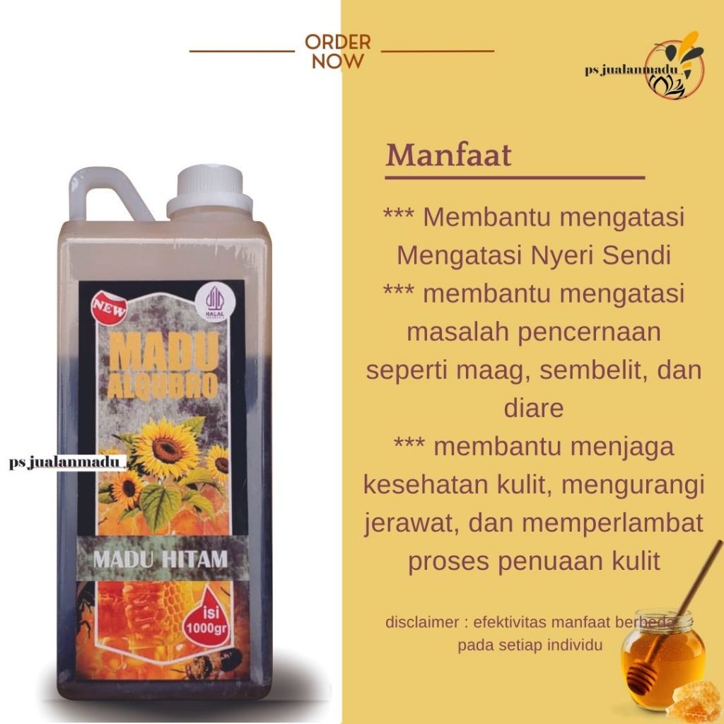 

Ready madu Al Qubro varian Hitam kemasan 1kg