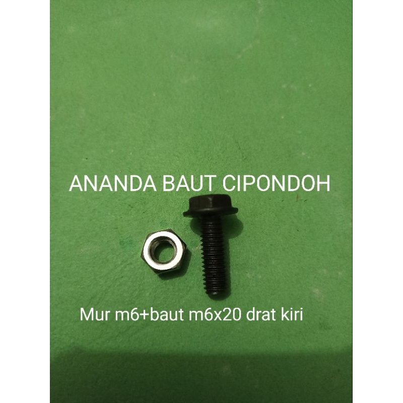 Baut m6x20 +mur m6 drat kiri
