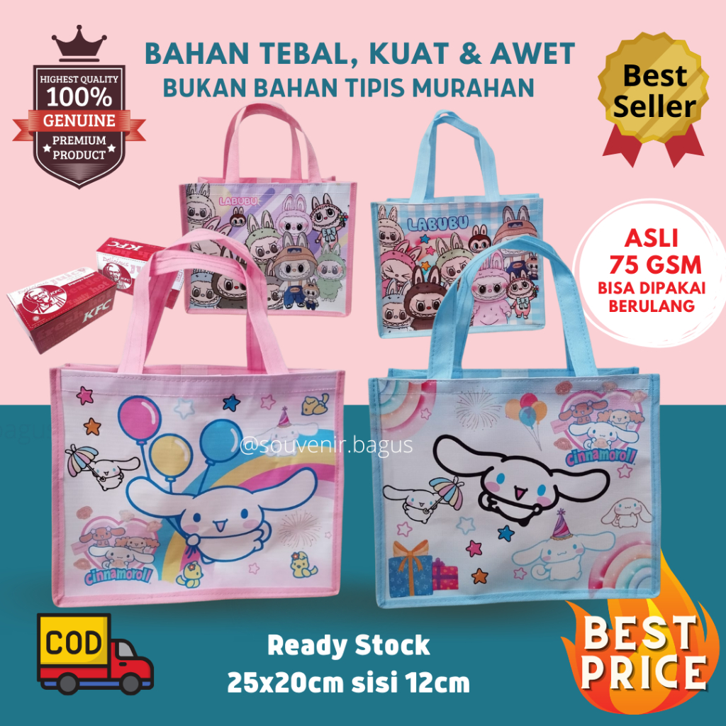 

Tas ultah cinnamoroll souvenir ulang tahun hampers cinamorol pink blue hello kitty kuromi sanrio