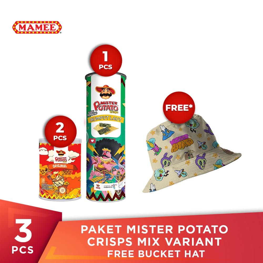 

Mister Potato x Muklay - Paket Mister Potato Crisps Mix Variant Free Bucket Hat