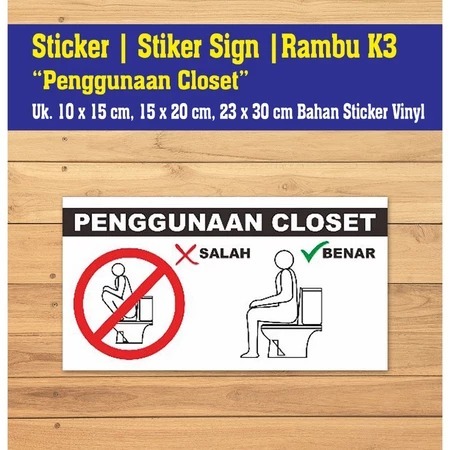 

Sticker Stiker Vinyl Sign Rambu Cara Penggunaan Closet 23 x 30 CM