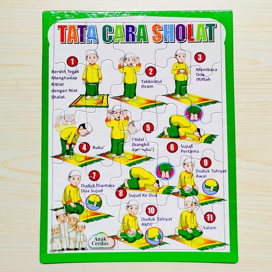 Puzzle / Puzle / Pazel Tata Cara Shalat - belajar Sholat mainan anak