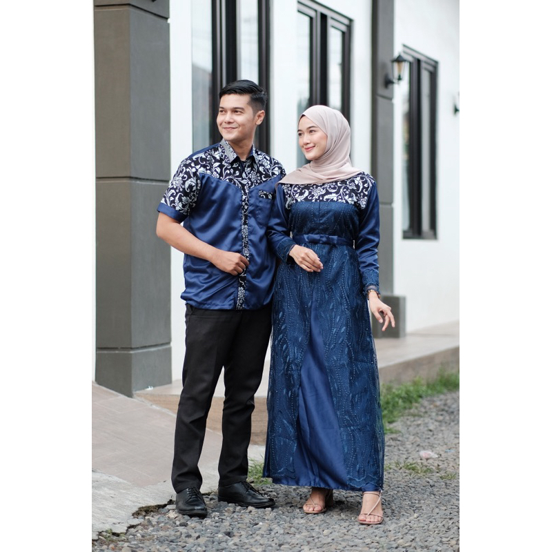 Baju Batik Couple Gamis Tillemutiara - kondangan cople pasangan ayah ibu seragaman lebaran