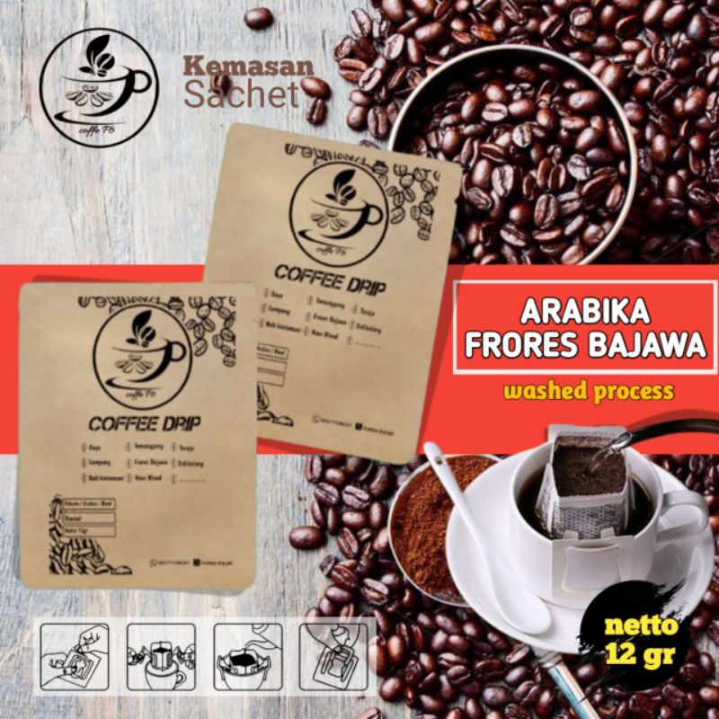 

coffee robusta frores Bajawa 12gr kemasan sasetan tinggal seduh