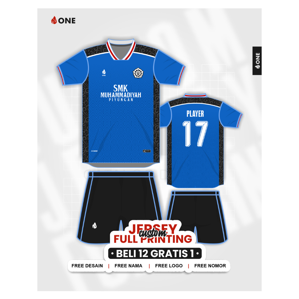 ONE APPAREL - CUSTOM JERSEY STELAN FULL PRINTING - FUTSAL, SEPAKBOLA, VOLI, BASKET - FREE DESAIN