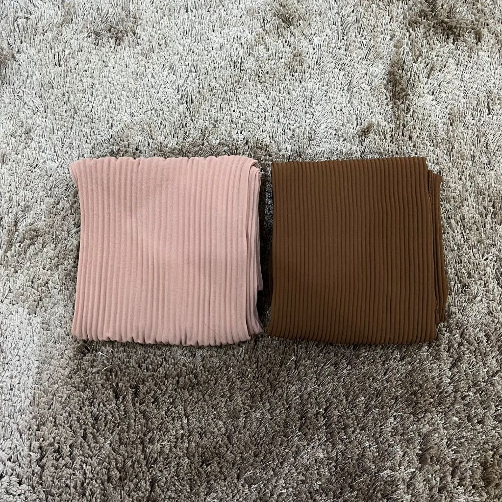 [PRELOVED] Pashmina Plisket - Milo & Hazelnut | Kerudung/Hijab Pashmina