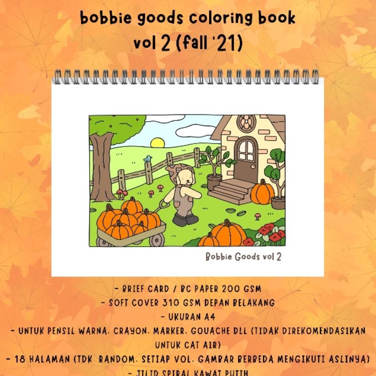 

ART W7X6 Bobbie Goods Coloring Book Vol 2 Fall 221 18 halaman buku mewarnai kertas BC tebal 2 gsm