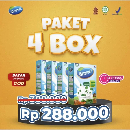 

GAMAMILK 4 BOX- Susu Etawa Plus Gamat Membantu meredakan Nyeri Sendi, dan Tulang HALAL & BPOM