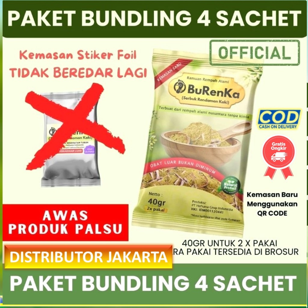 BURENKA SERBUK RENDAMAN KAKI ISI 4 SACHET ORIGINAL ASLI