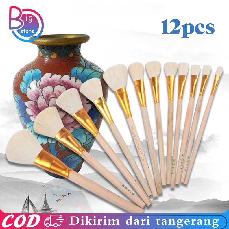 

12pcsSet Kuas Kue Bulu Domba 12 Kuas Kayu Kue Kuas Olesan Mentega Pastry Brush ART X5H3