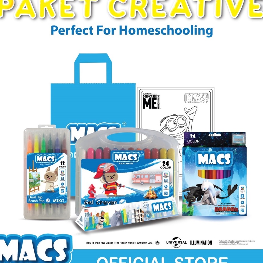 

Langka Macs Creative Mewarnai Anak Pensil Warna Gel Crayon Pensil 2B Brush Pen Set