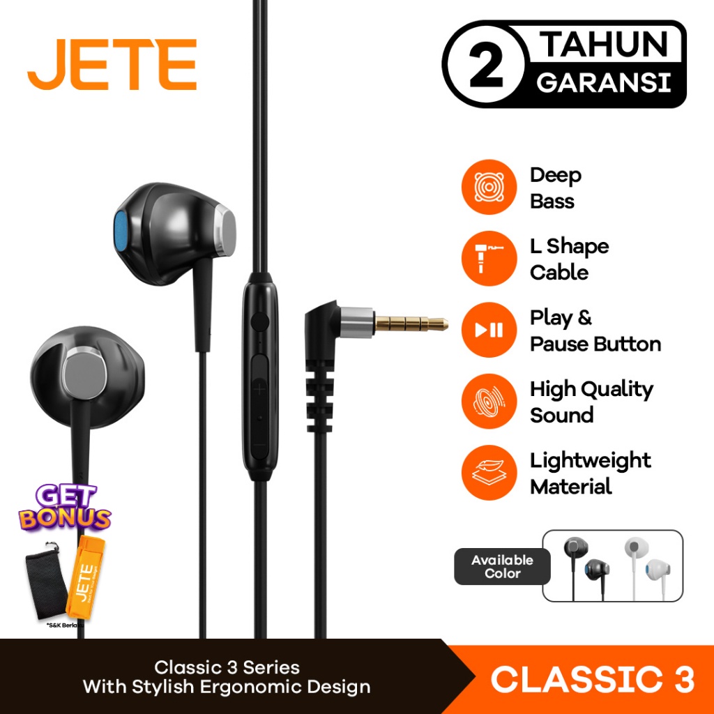 Headset Earphone JETE Classic 3  Garansi 2 Tahun