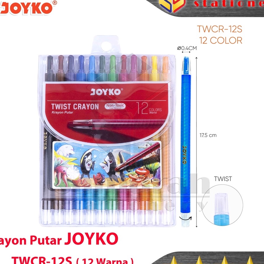 

KF7 Crayon Joyko TWCR12s 12 Colours Krayon Putar Mewarnai isi 12 Warna Twist Oil Pastel TWCR 12s