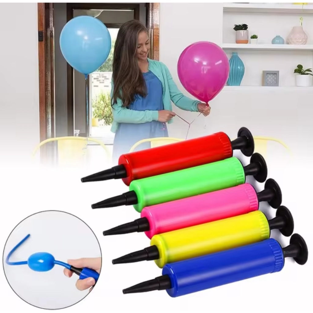 Pompa Balon Sederhana Warna Acak Pompa Balon Mini Balon Helium Alat Tiup Dekorasi Pesta Pernikahan A