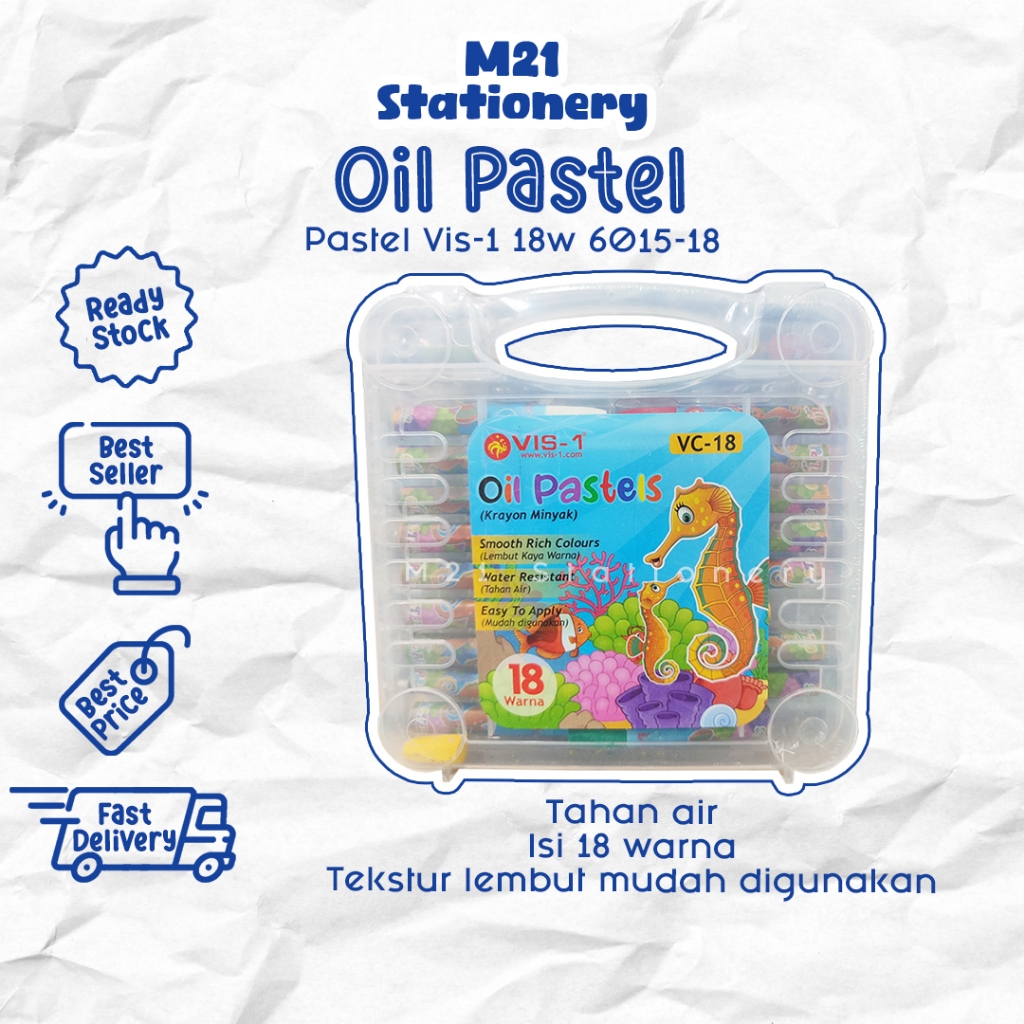 

OIL PASTEL VIS-1 18W 6015-18 / 18 WARNA PEWARNA ALAT MENGGAMBAR MEWARNAI ANAK KRAYON CRAYON PASTEL NON TOXIC MURAH ALAT TULIS SEKOLAH KANTOR KULIAH KAMPUS ATK MURAH LENGKAP GROSIR KULAKAN STATIONERY / M21 STATIONERY JOGJA