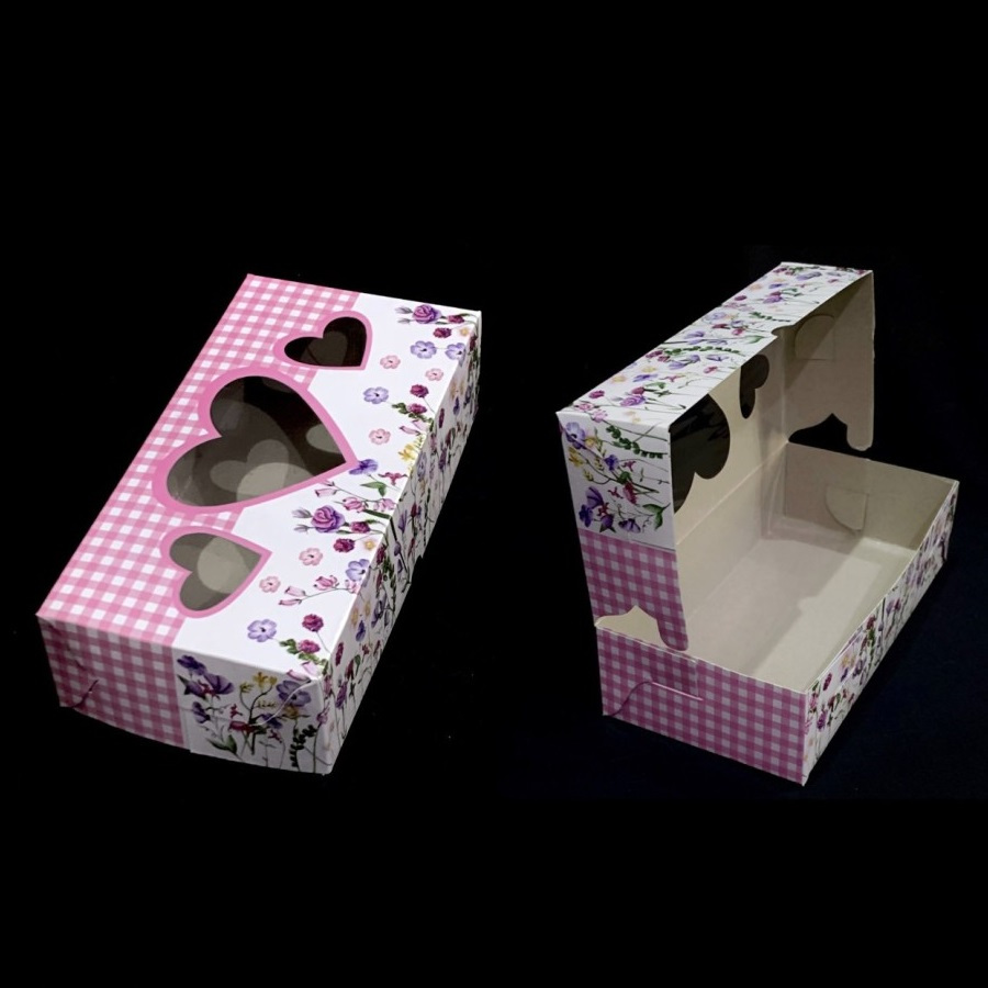 

5 Pcs Box Kue Brownies 20x10x5 Cm Dus Kue Basah Motif Bunga Love Kotak Snack Risoles Packaging